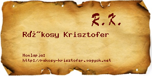 Rákosy Krisztofer névjegykártya